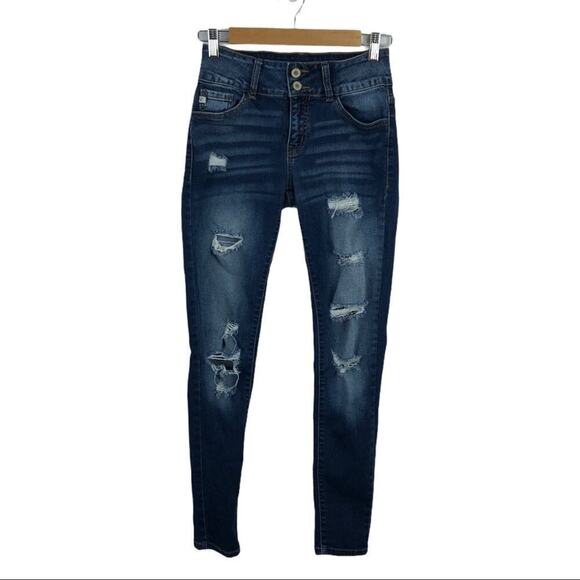 KanCan  kc8091 Distressed Skinny Jeans Mid Wash 26 - Picture 1 of 13